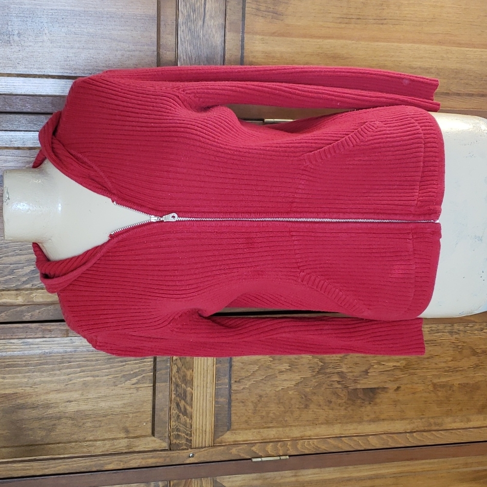 Villager Sport Vintage Hooded Zip Front Cardigan Sweater Sz S